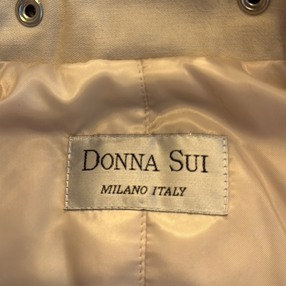 Donna Sui Milano Italy Raw Details Asymmetrical Authentic Fur Collar Jacket S/8 - Picture 12 of 15